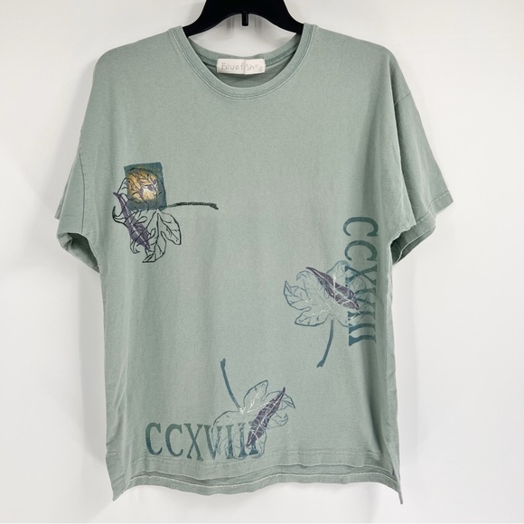 Blue Fish Hand Printed Tee - Picture 1 of 4